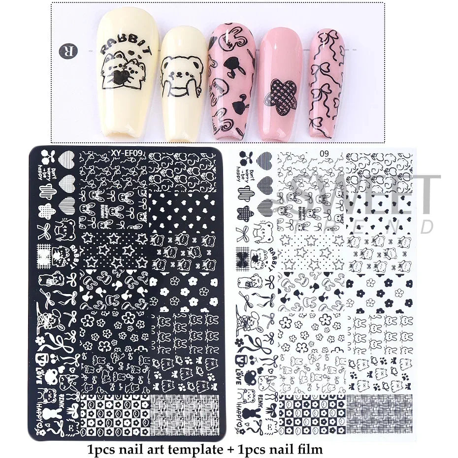 Lace Flower 3D Nail Art Stamping Plate Bow Heart Line Butterfly Printing Template Plate Floral Nail Art Stencils Manicure Tools