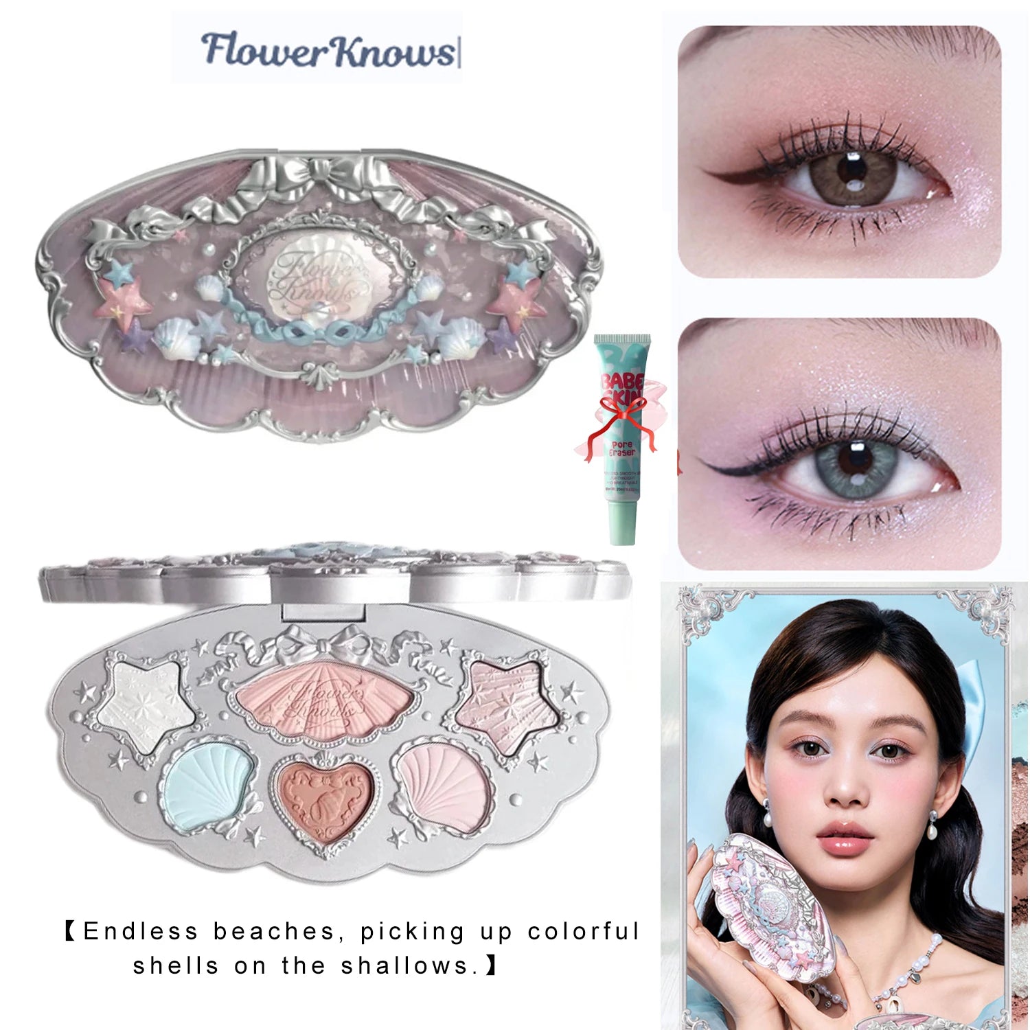 Flower Knows Chocolate Wonder-Shop 8-Color Eyeshadow Palette Matte Shimmer Waterproof Highly Pigmented Long Lasting Makeup