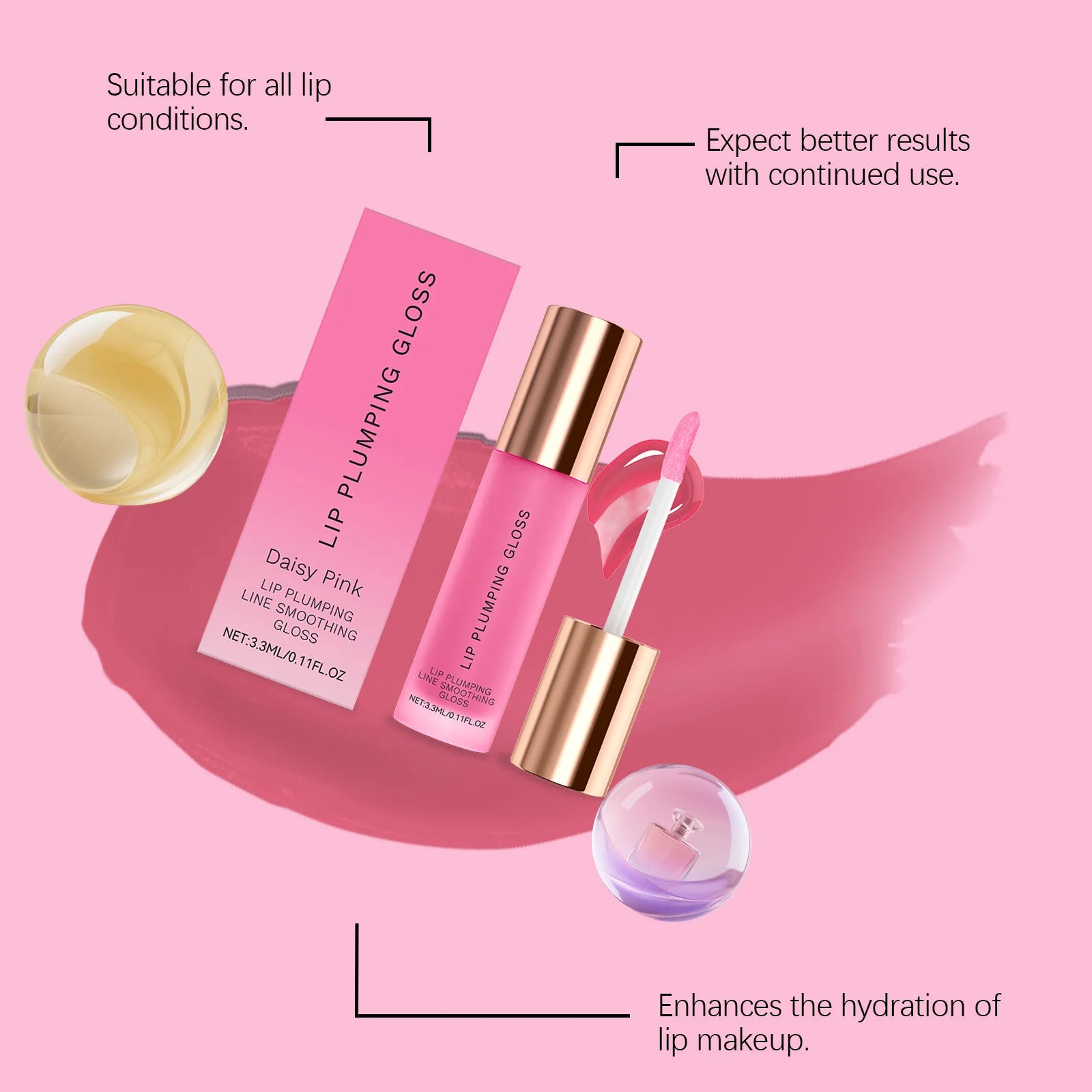 Hydrating High Shine Plumping Lip Gloss - Crystal Oil Clear Moisturizing Non-Sticky Liquid Lipstick for Long-Lasting Lip Care