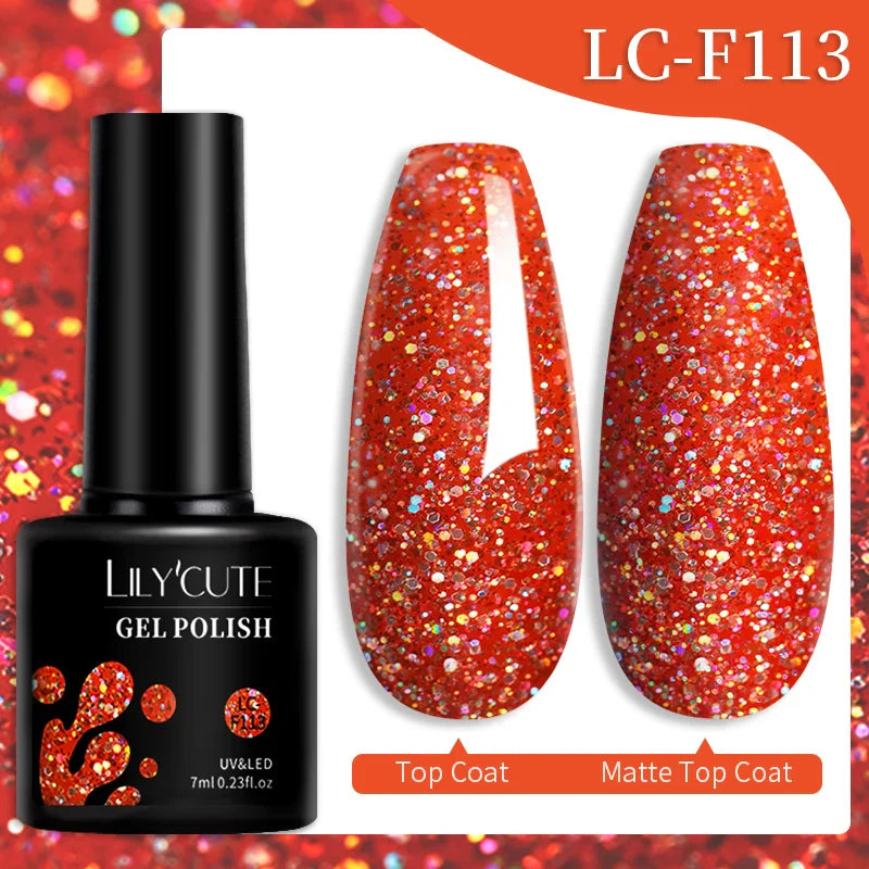LILYCUTE Fluorescent Nail Gel Polish Orange Red Neon Bright Color Summer Series Soak Off For Manicure Nail Art UV Gel Varnish