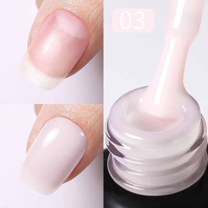 BORN PRETTY Milky Pink Rubber Base Gel Nail Polish Glitter 15ml Semi-Permanent Varnish Soak Off Self Leveling UV LED Gel