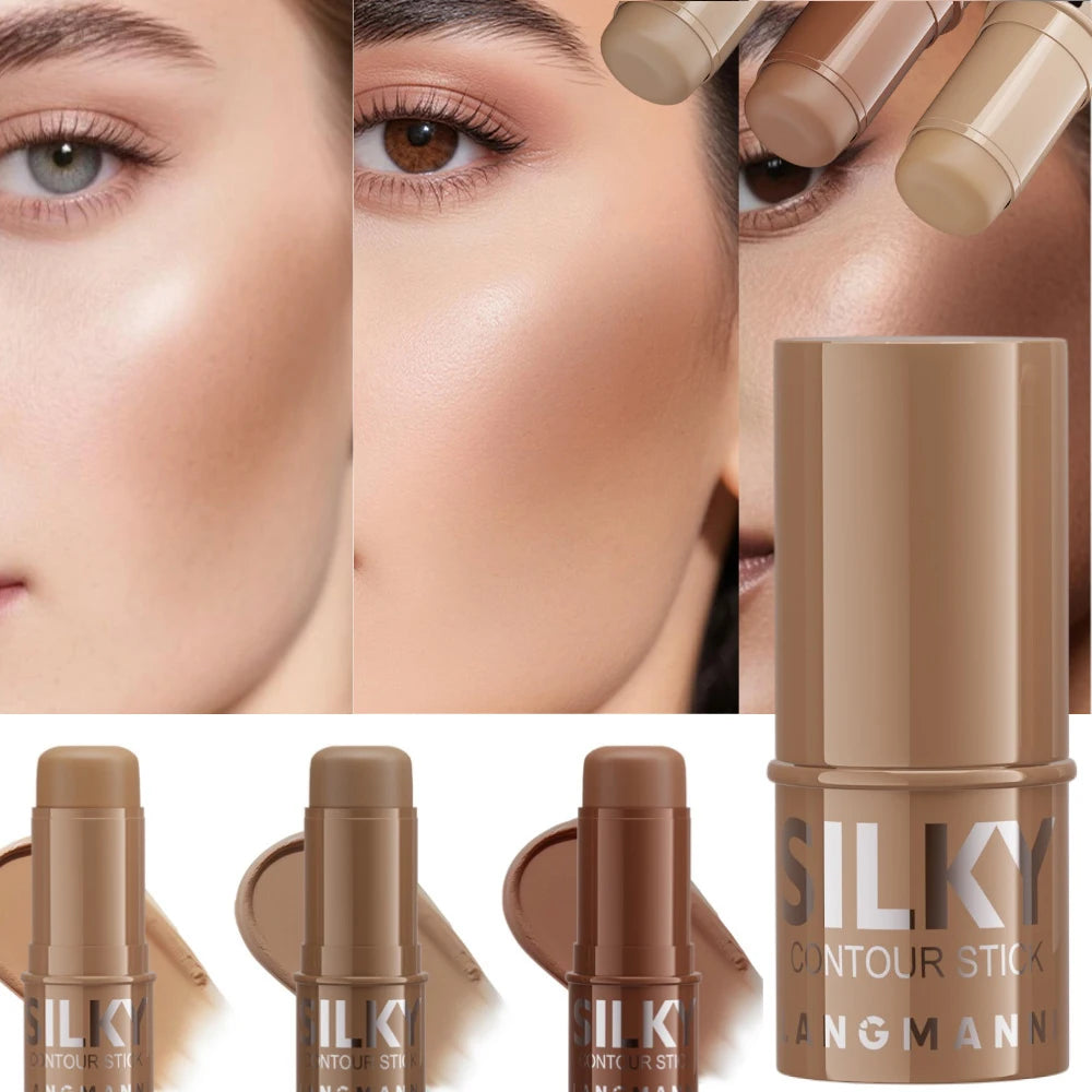 LANGMANNI Tri-Color Multi-Functional Face Brightening Contour Stick Contour & Brightening Skin-Perfecting Stick