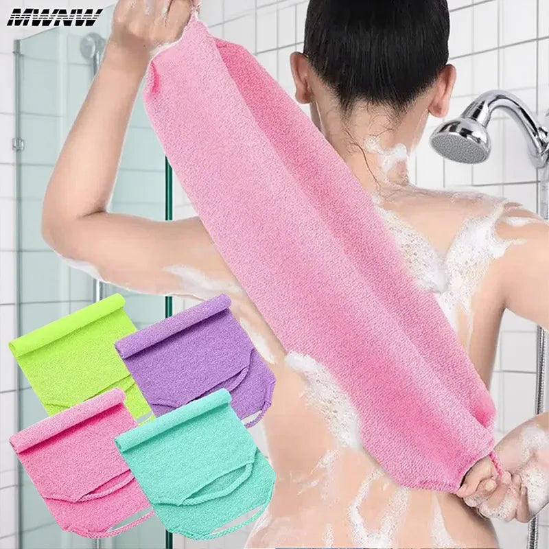 High Elasticity Frosted Long Shower Towel Shower Body Brush Bathing Massage Back Body Exfoliating Bathroom Wash Brush Bath Tools