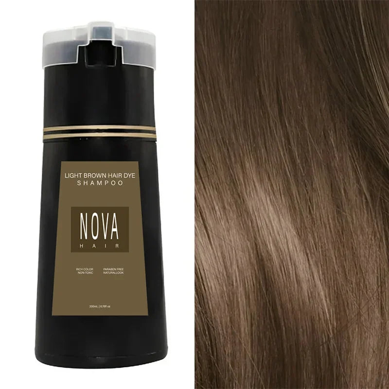Nova Hair Dyeing 3-in-1 Hair Care Shampoo Natural Fast White Hair Dyed Black Hair Dye Lasting Convenience Men Women Hair Care