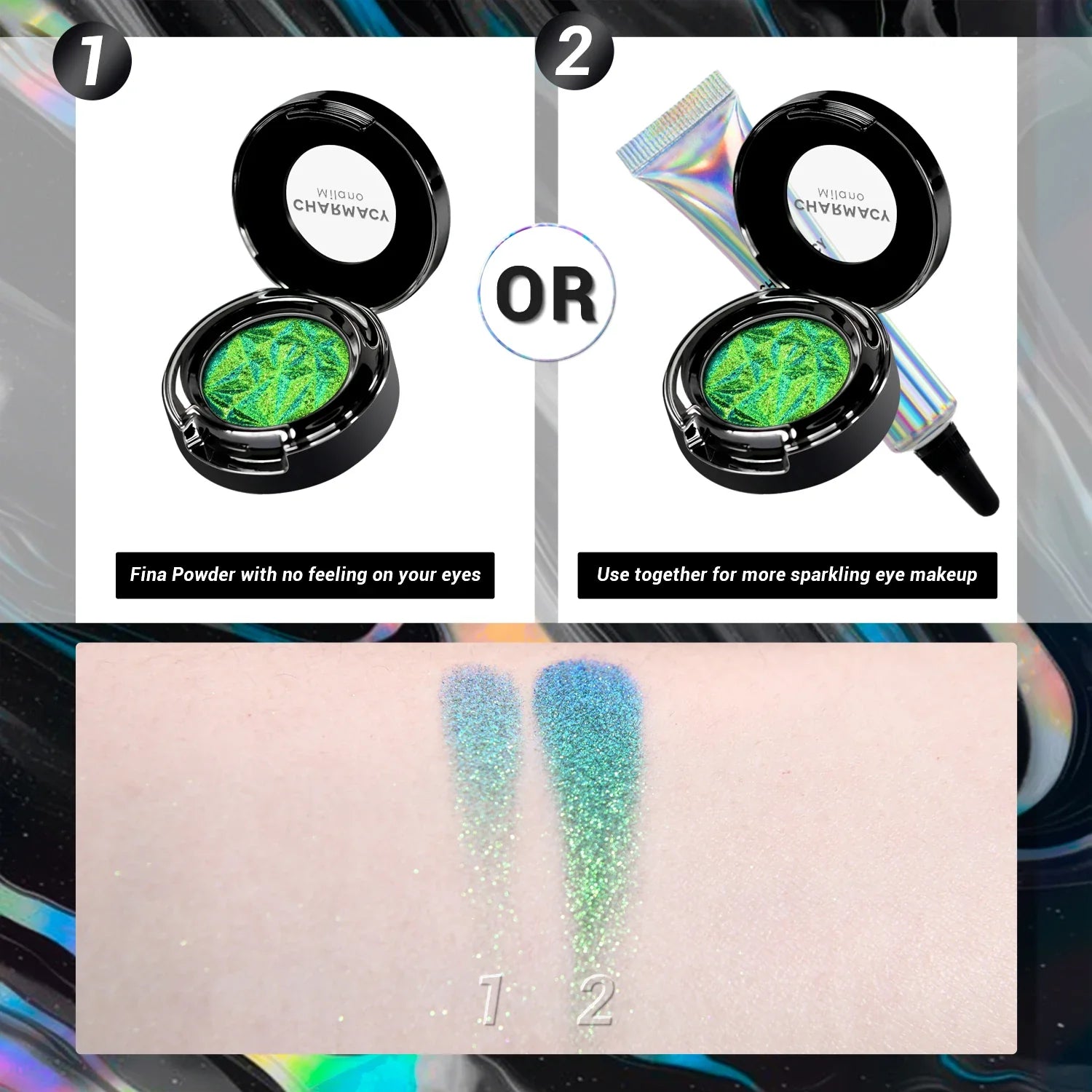 CHARMACY Shiny Duochrome Eyeshadow Set Long-lasting High Quality Glitter Eye Shadows with Primer Cosmetic Makeup for Women