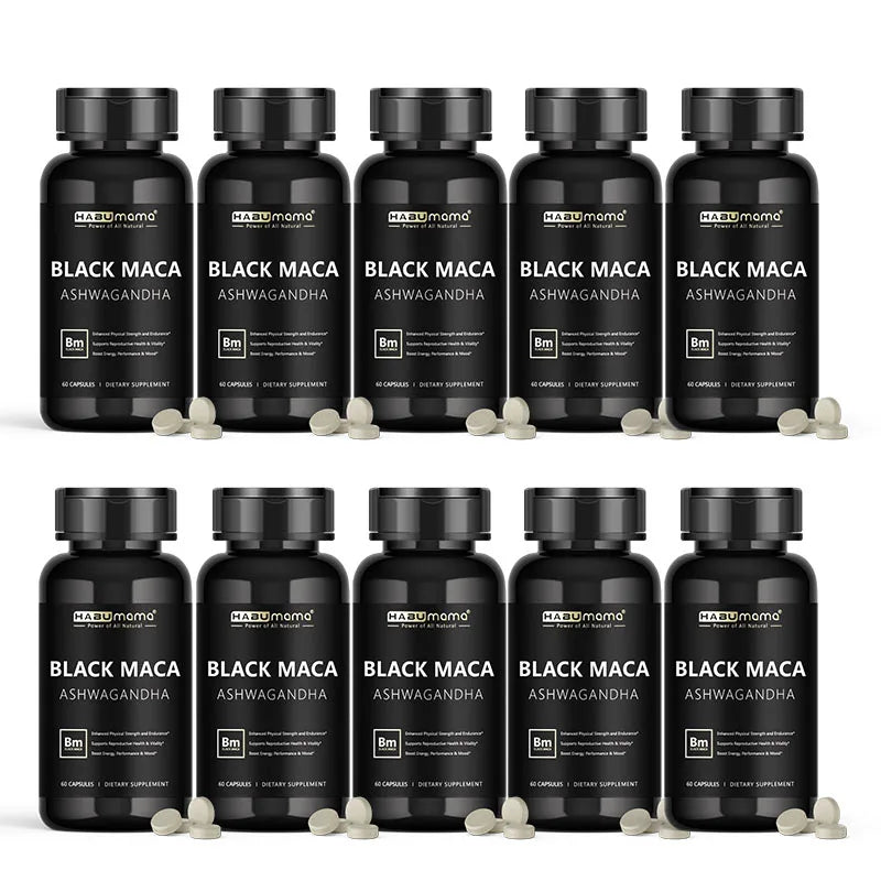 Organic Black Maca -60 Tablets 100% Pure Non-GMo Supports Reproductive Health Natural Energizer Stamina Performance Enhancer