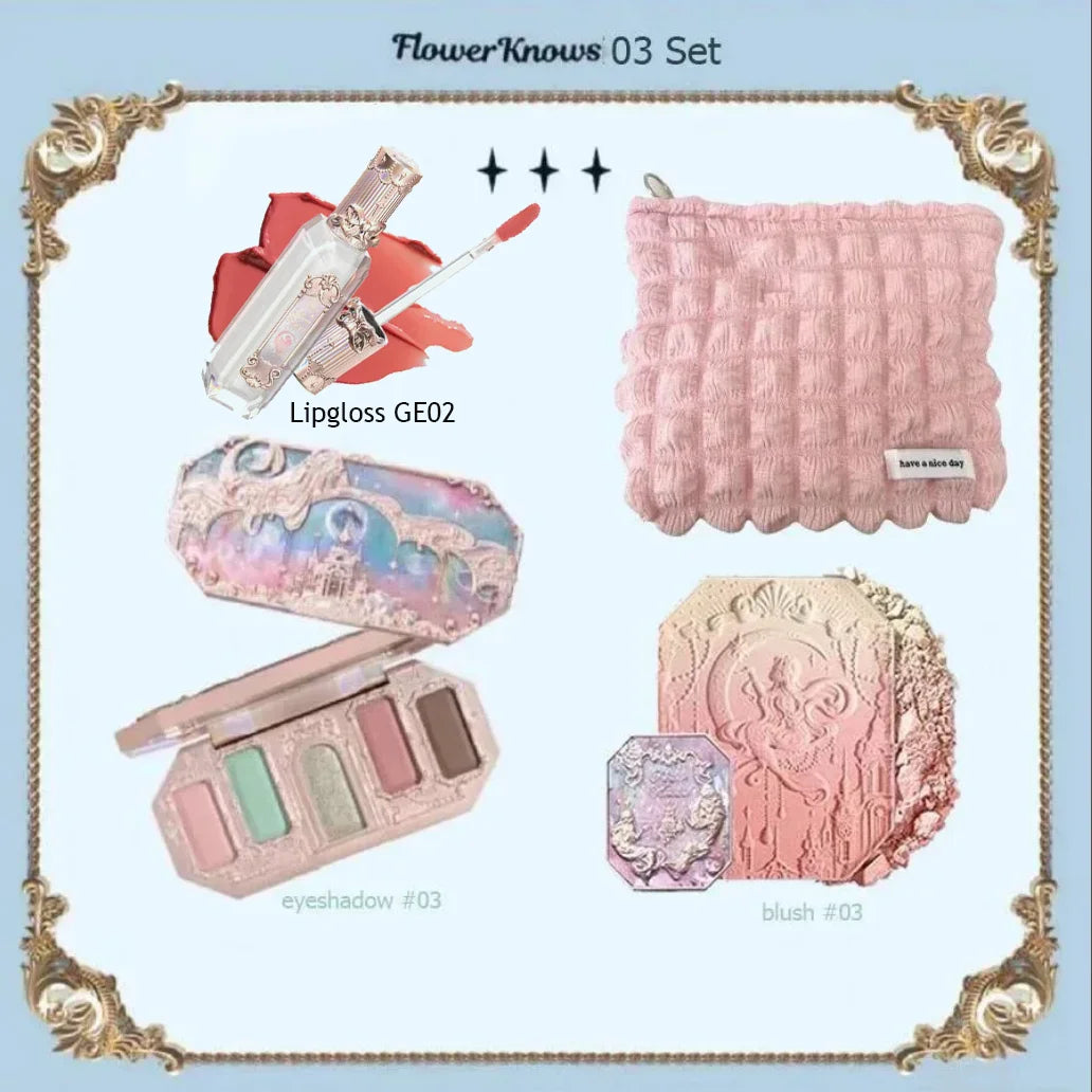 Makeup Flower Knows Set Swan Ballet Series Six Color Eyeshadow Palette Embossed Blusher Shine Lipstick Kit With Bag All In