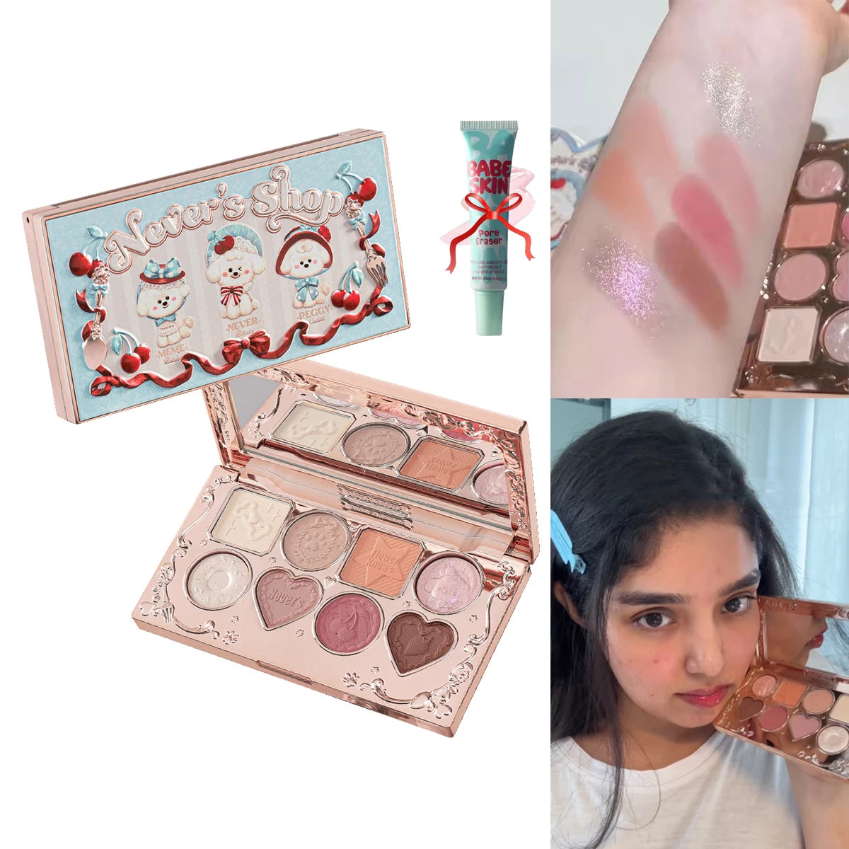 Flower Knows Chocolate Wonder-Shop 8-Color Eyeshadow Palette Matte Shimmer Waterproof Highly Pigmented Long Lasting Makeup