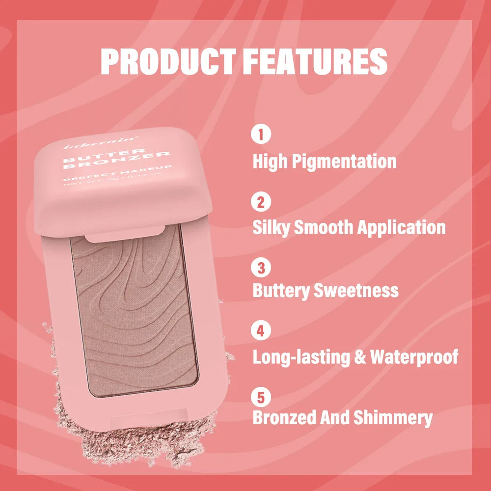 Lakerain Butter Bronzer Cream Women Waterproof Genteel Girl Nude Makeup Silky Shimmer Monochrome Blush Korean Face Cosmetics