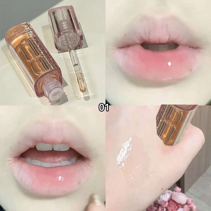 Herorange Lip Oil: Hydrating and Moisturizing, Korean-Style Color Change, Fine Glitter, Improves Lip Wrinkles and Prevents Cracking, Water Gloss, Plump Lip Feel. A Winter Essential and Also Suitable as a Holiday Gift.