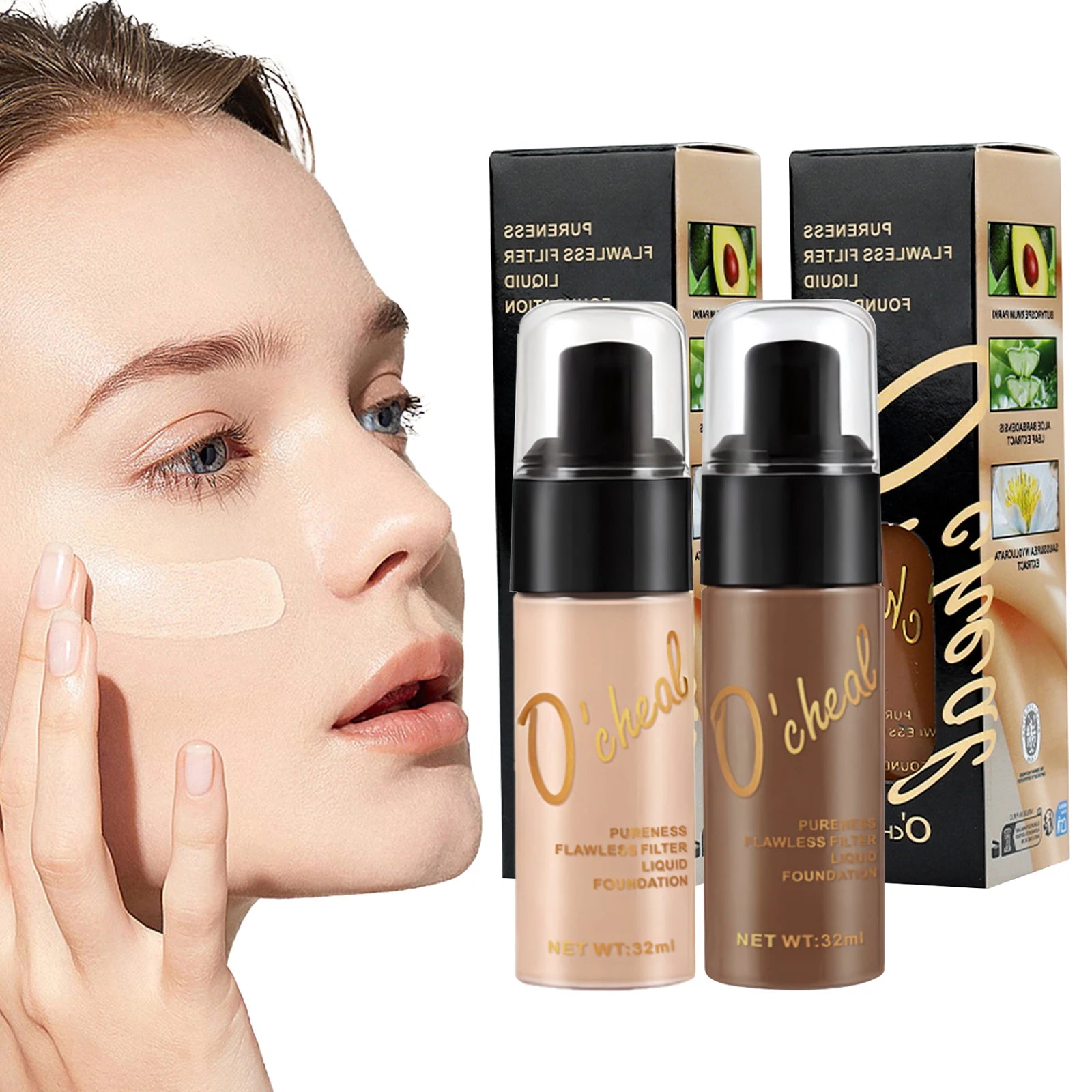 O'cheal Liquid Foundation Cream Oil-Control Matte BB Cream Concealer High Coverage Brighten Skin Waterproof  Facial Cosmetics