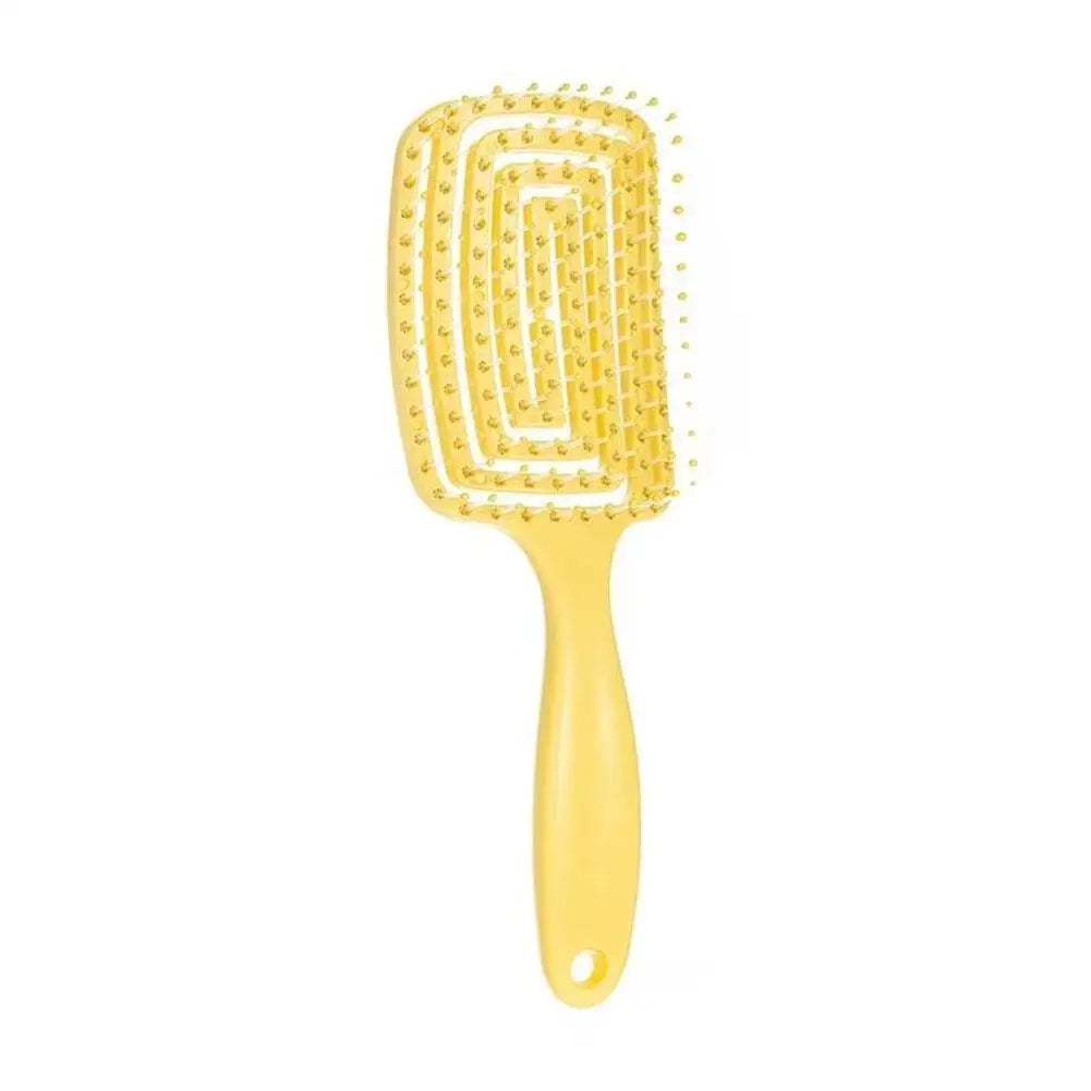 Hollow-Out Curved Detangling Brush – Volumizing Styling Brush with Rounded Tips, Scalp Massage & Blow-Dry Design for High Crown