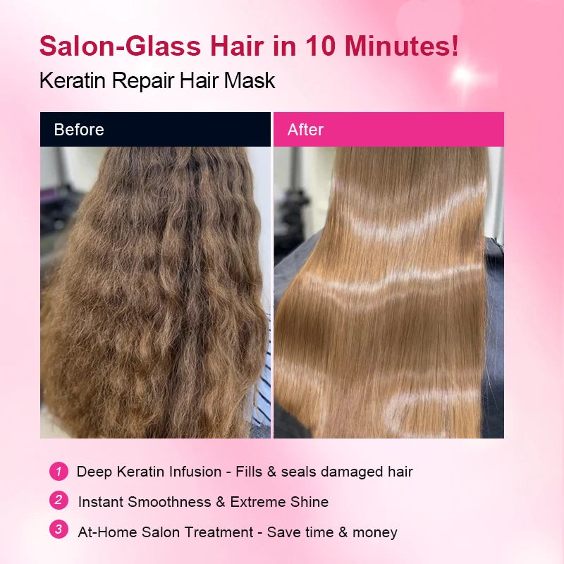 PURC Keratin Hair Mask Collagen Hair Treatment Mask Smoothing Straightening Nourish Repair Damaged Frizz Hair Care Product 200g