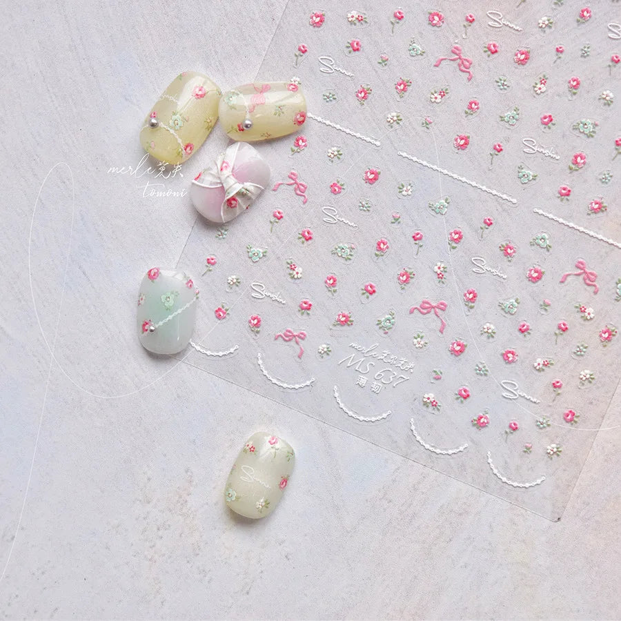 1pcs Dream Flower Window Shell Light Nail Art Stickers Japanese Flower Self Adhesive Stickers Press On Nails Decoration Decals