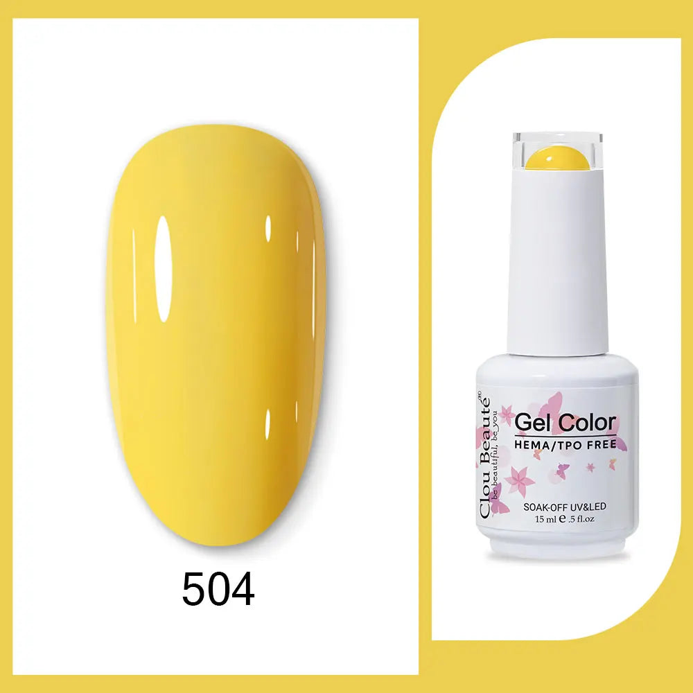 Clou Beaute 15ml Red Black White Green Neon Gel Nail Polish Base Top Coat Velvet Top 400 Colors Semi Permanent Gel Nail Varnish