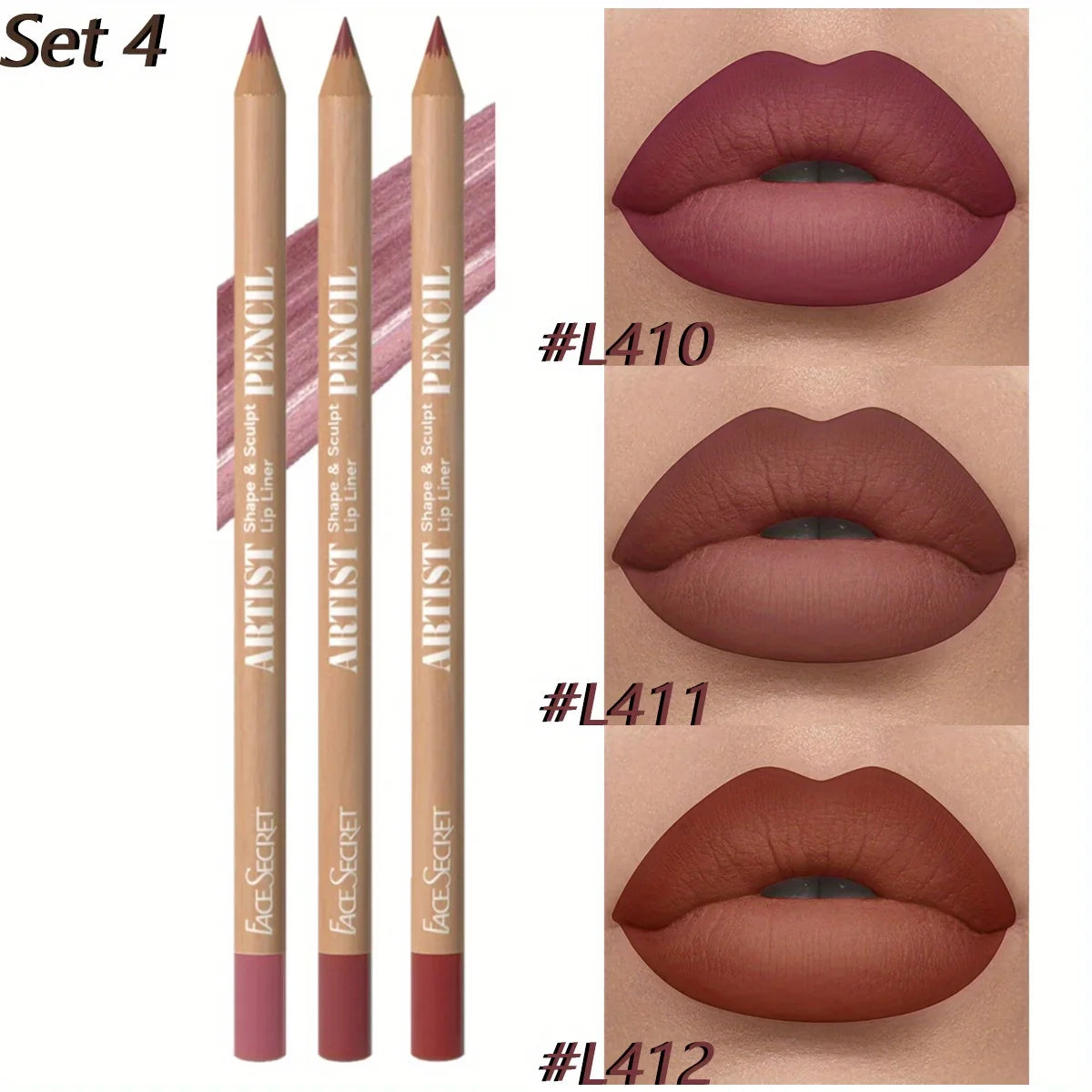 3Pcs Long-Lasting Velvet Lip Liner Matte Lipstick Waterproof  Perfect Gift for Valentine's Day, Lip Liner Set