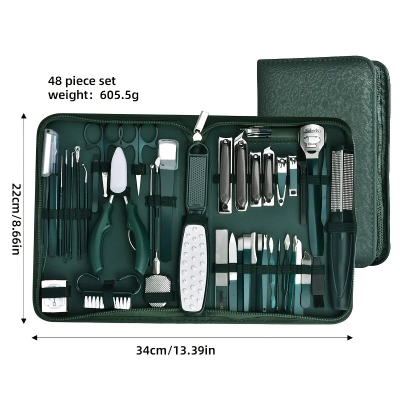 9/48pcs Stainless Steel Nail Clippers Professional Nail Care Kit Full Set of Nail Trimming Tools Manicure Tools Pedicure Tools