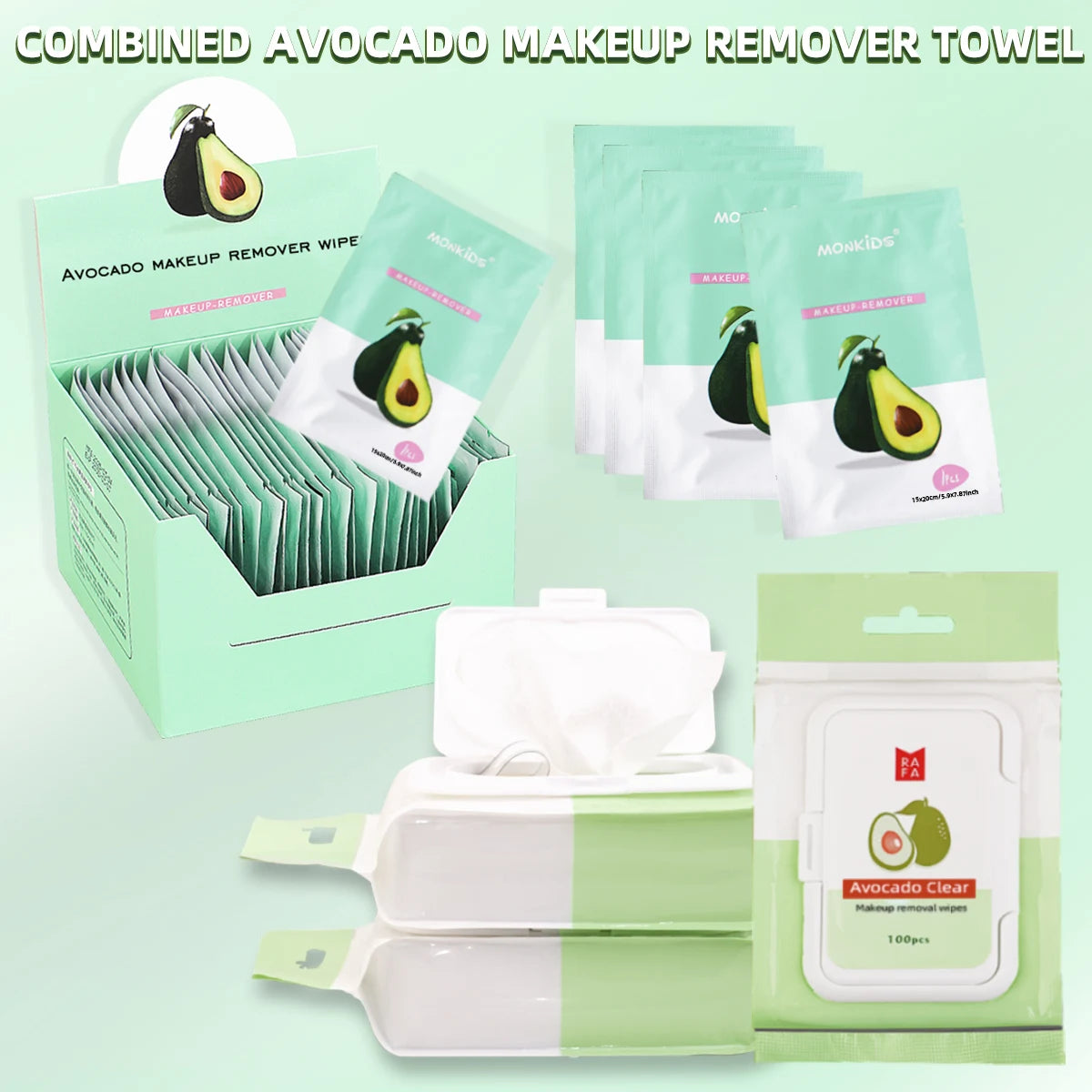 1 pack of makeup remover wipes +1 box of individually packaged makeup remover wipes, facial makeup remover wipes.