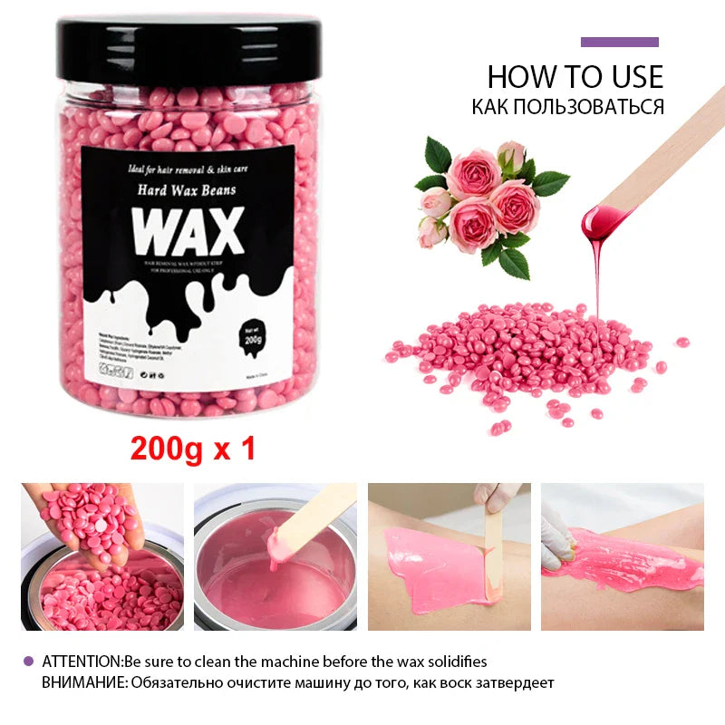 200g/400g Depilatory Wax Beans for Heating hard Wax Machine Hot Film Painless Waxing Beads Bikini Face Legs Body Hair Removal