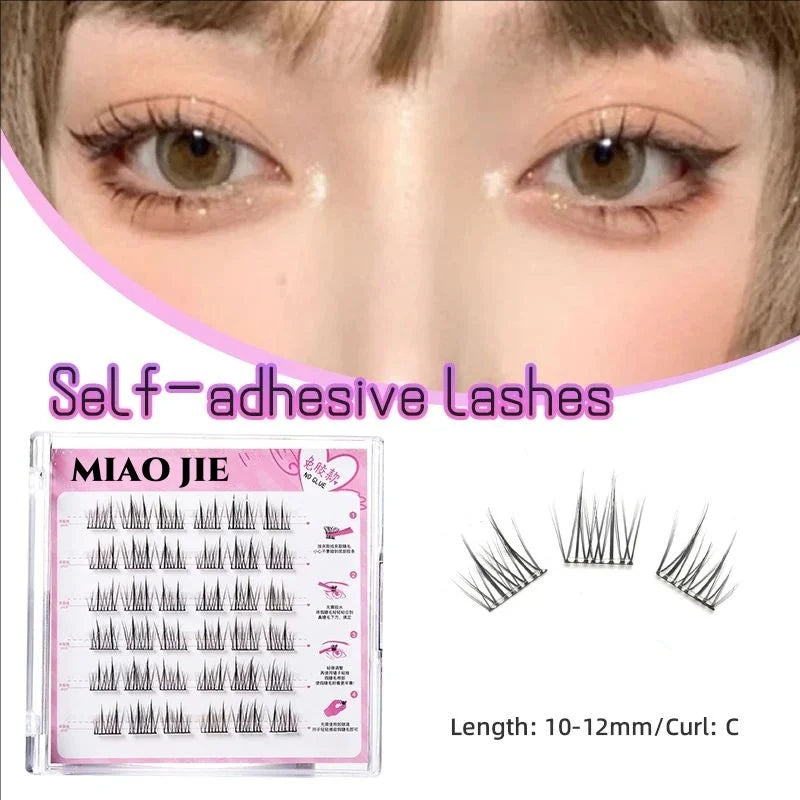 MJ 10 Rows of Large Capacity Glue-free False Eyelashes Single Cluster 10-12MM C-curled Natural Self-adhesive false Eyelashes