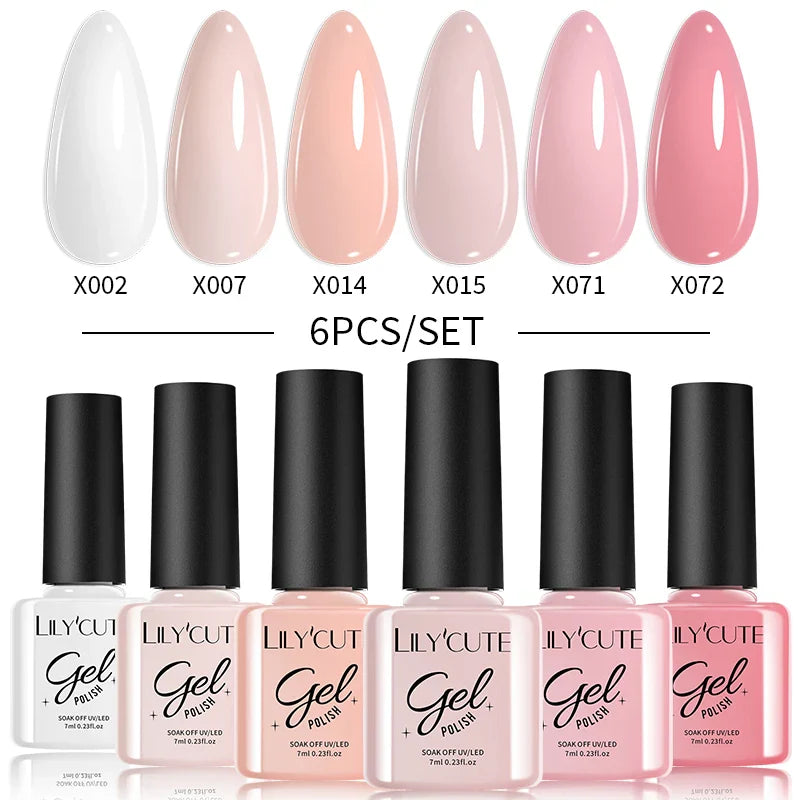 LILYCUTE 6PCs/Set Gel Nail Polish Set Kit Glitter Nail Gel Sequin Vernis Semi Permanent For Manicure Varnish UV LED Nail Art Gel