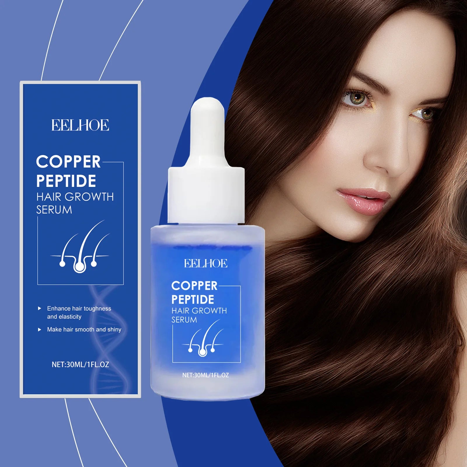 EELHOE Blue Copper Peptide Serum for Hair Growth Treatments for Damaged Hair Strengthening Products Prevent Hair Loss Essence