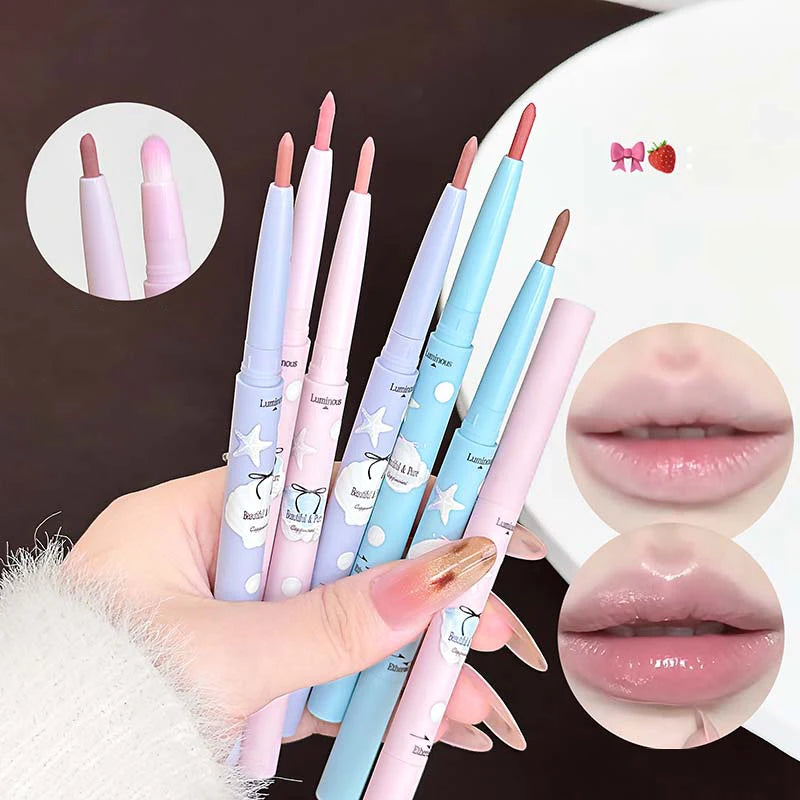 Mist Pink Peach Matte Lipliner Pen Waterproof Plumping Quick-dry 2 in 1 Lipstick Pencil Natural Lip Liner Outline Contour Makeup
