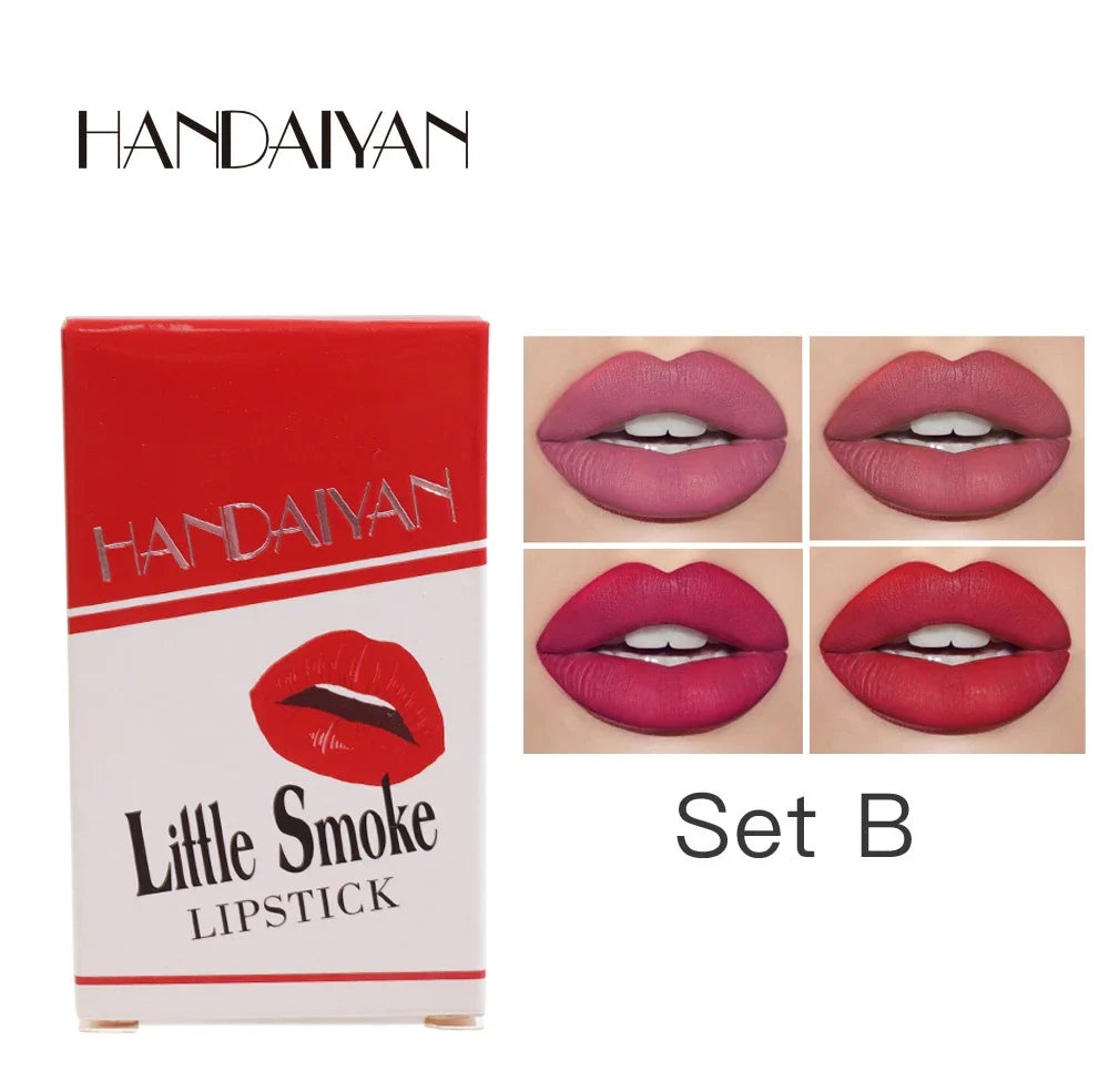 Handaiyan 4 colors Matte lipstick set velvet long-lasting non-fading women's Popular Hot Selling Makeup Lips cosmetics