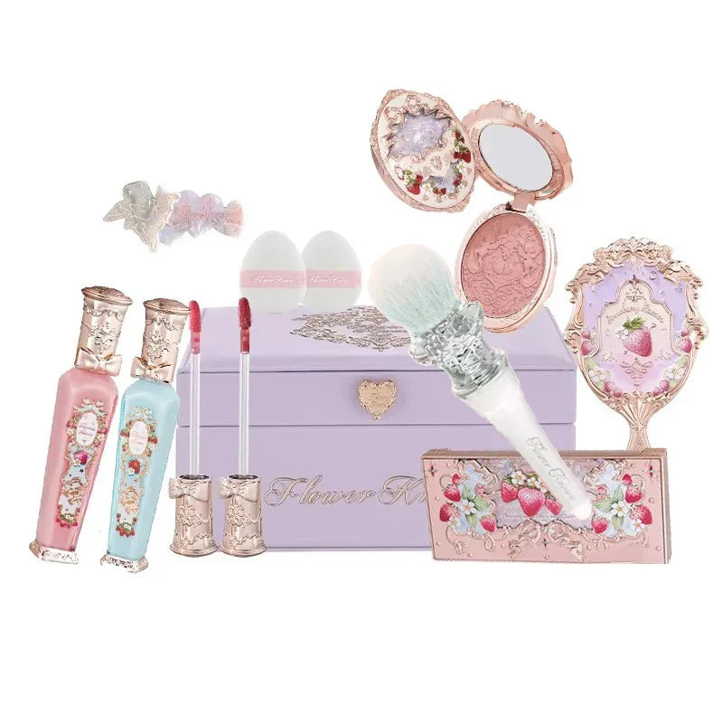 Flower Know Strawberry Rococo All-In One Gift Set Makeup Kit Full Professional Eyeshadow Blush Powder Lip Cream Flowerknows