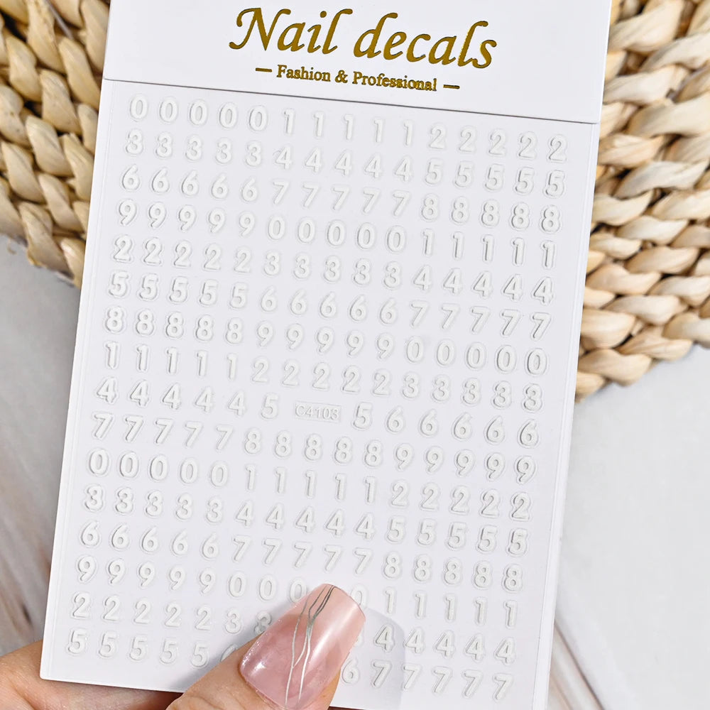 1Pc 3D Roman Letter Nail Stickers Gold/Silver/Black/Laser Alphabet Self Adhesive Decal Y2K English Words/Number Manicure Sliders