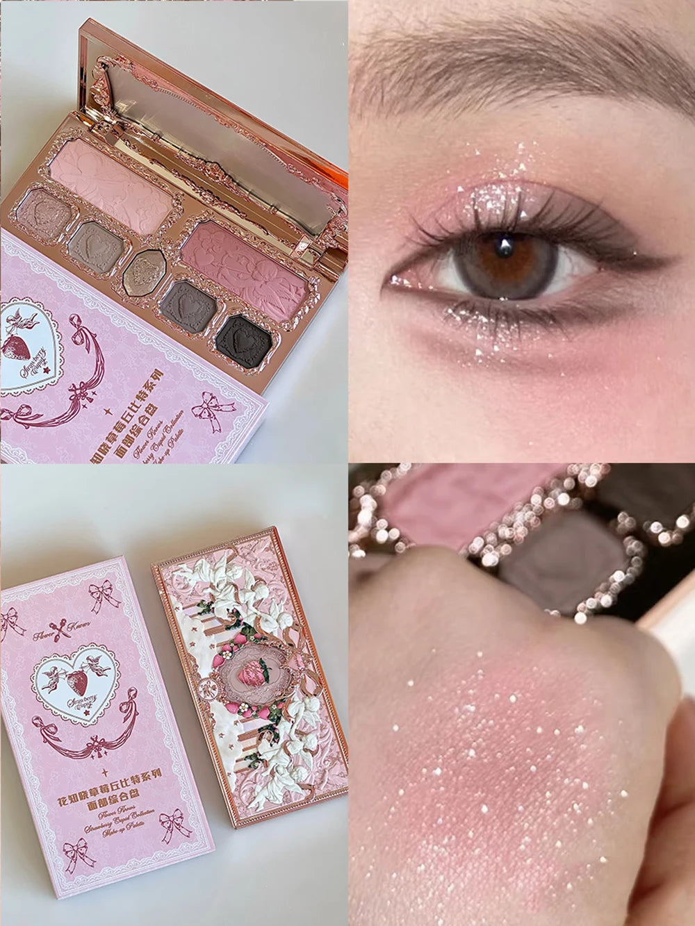 Flower Knows Chocolate Wonder-Shop 8-Color Eyeshadow Palette Matte Shimmer Waterproof Highly Pigmented Long Lasting Makeup