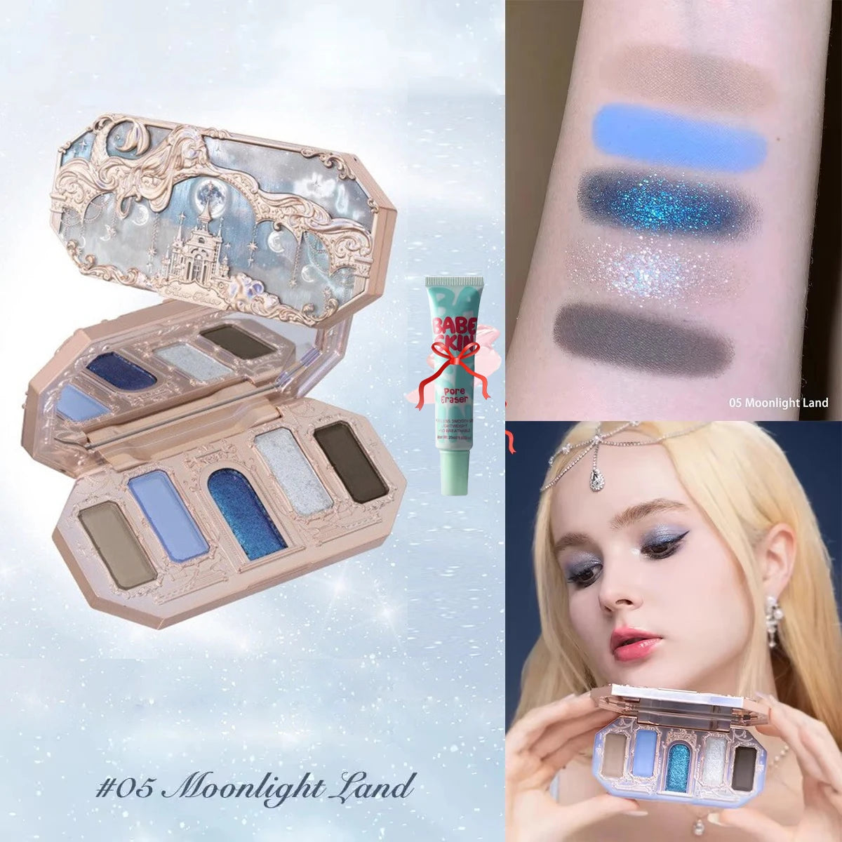 Flower Knows Chocolate Wonder-Shop 8-Color Eyeshadow Palette Matte Shimmer Waterproof Highly Pigmented Long Lasting Makeup