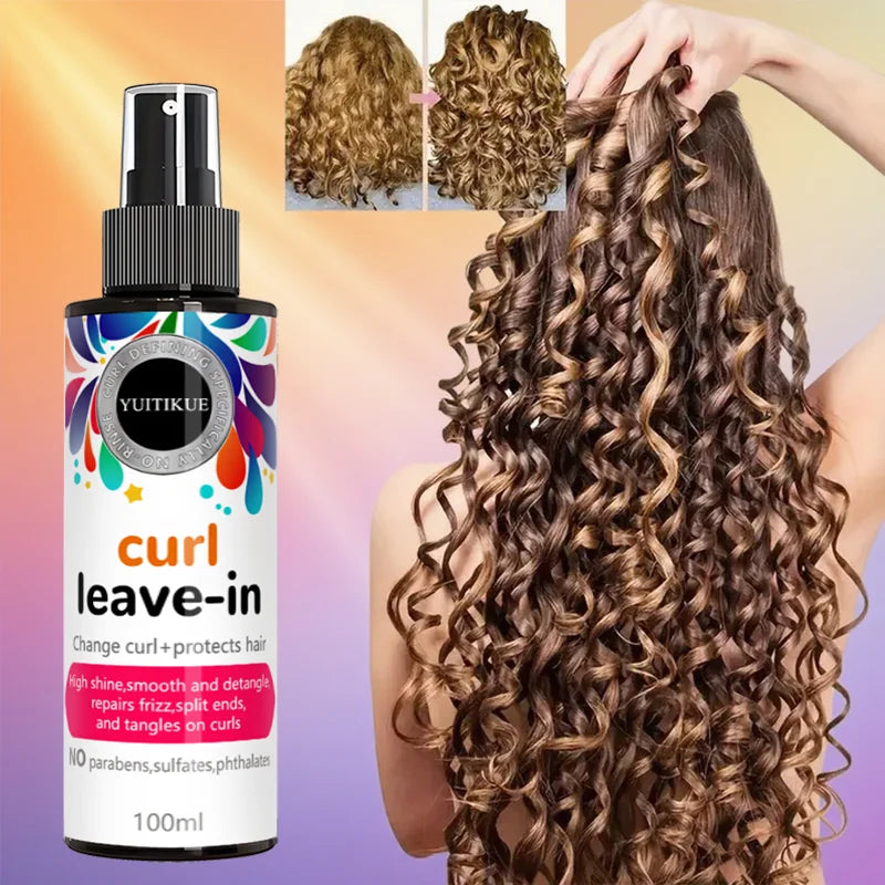 Curl leave-in conditioner, restores curls and protects hair, high shine, smooth and easy to comb, repairs frizz in curls.