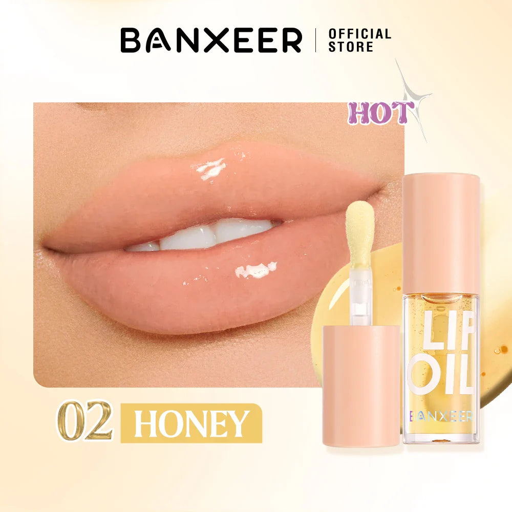 BANXEER Lip Oil Lip Gloss Moisturizing Fruit Flavoured Plumper Non-Sticky Long Lasting Repairing Primer Lip Balm Care Cosmetics