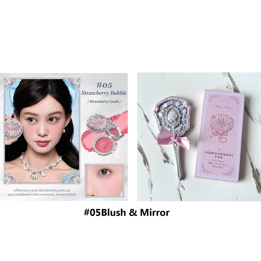 Flower Knows Shells Jewel Makeup Set for Women - Eyeshadow Blush Lip Glaze Full Kit - Gift Set