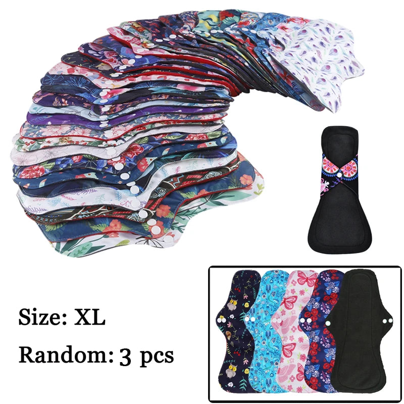 S+M+XL Reusable Menstrual Pads Bamboo-Charcoal Absorbency Panty Liner Women Period Panties Cloth Pad Washable Sanitary Napkins