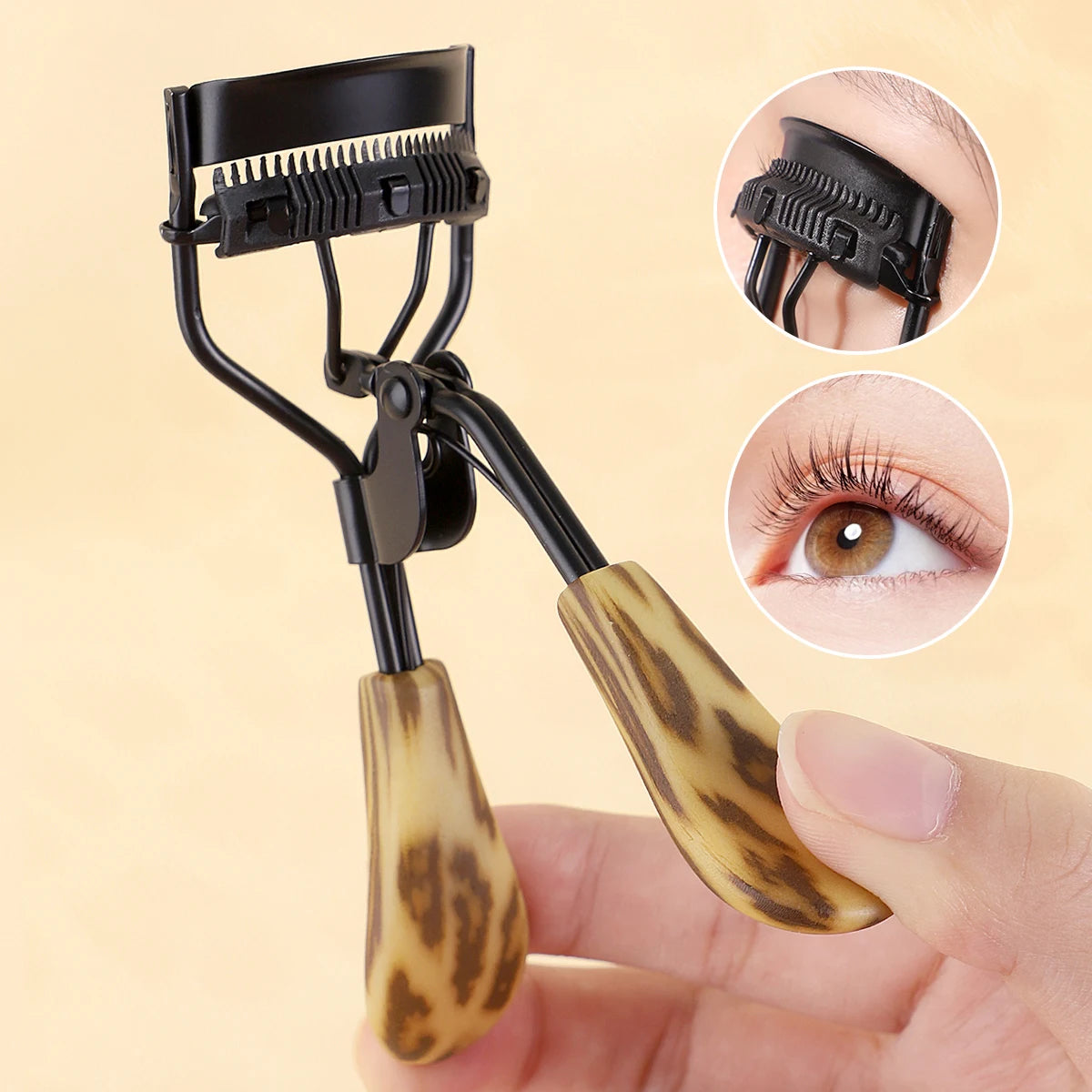 1PC portable eyelash curler, stainless steel leopard print handle eyelash curler, eyelash curling tool