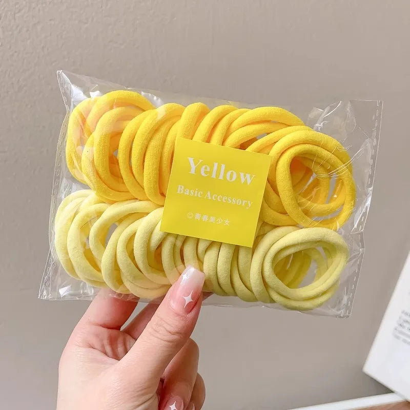 50PCS Colorful Ealstic Hair Rope Ponytail Hold Scrunchie Rubber Band  For Women Basic Nylon Hair Bands Elastic Seamless Girls