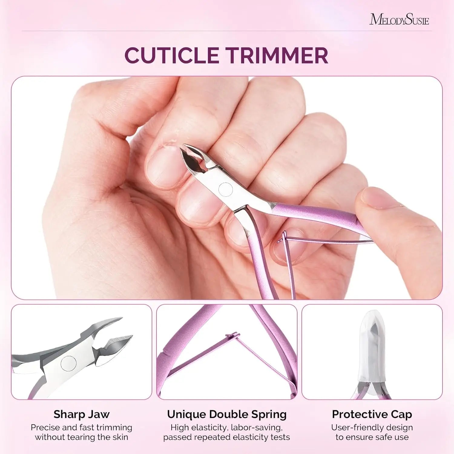 4-in-1 Acrylic Nail Clippers Set with Cuticle Trimmer and Pusher, Stainless Steel Manicure Tools for Home Salon