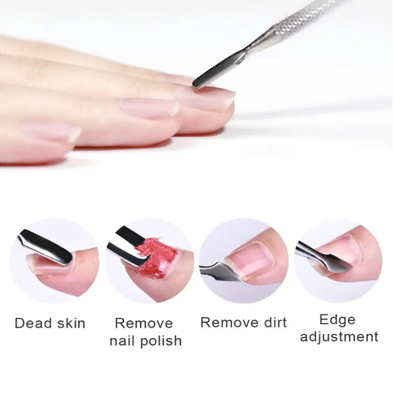 4pcs/set Pro Stainless Steel Nail Art Cutter Scissor 2 Ways Cuticle Clipper Pusher Dead Skin Remover Kit Manicure Pedicure Tools
