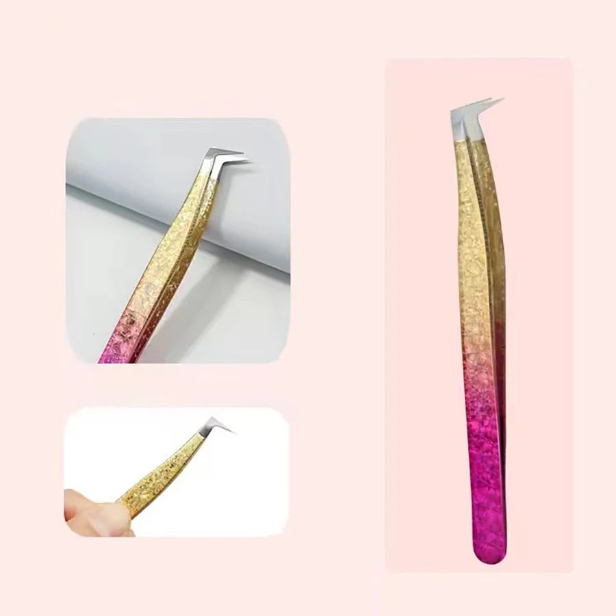 1 Pc Eyelash Tweezers Ice Flower Anti-static 3D Accurate Eyebrow Grafting False Lashes Extension Supplies Makeup Tweezer Tools