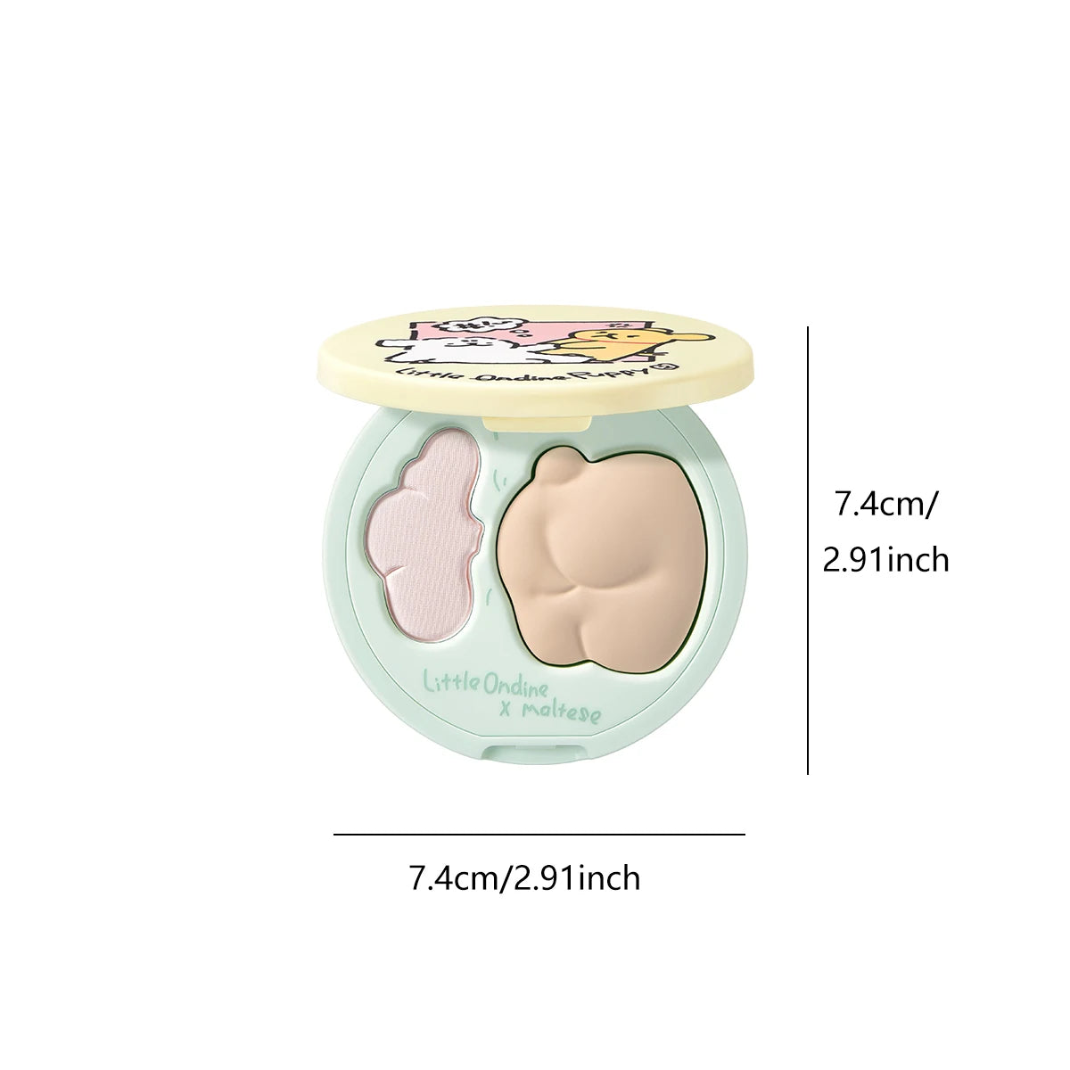 Little ONDINE Duo-Color Highlighter 01,Fine Shimmer Texture,Smooth&Minimal Fallout,Natural Dewy Glow,Face Brightening&Sculpting