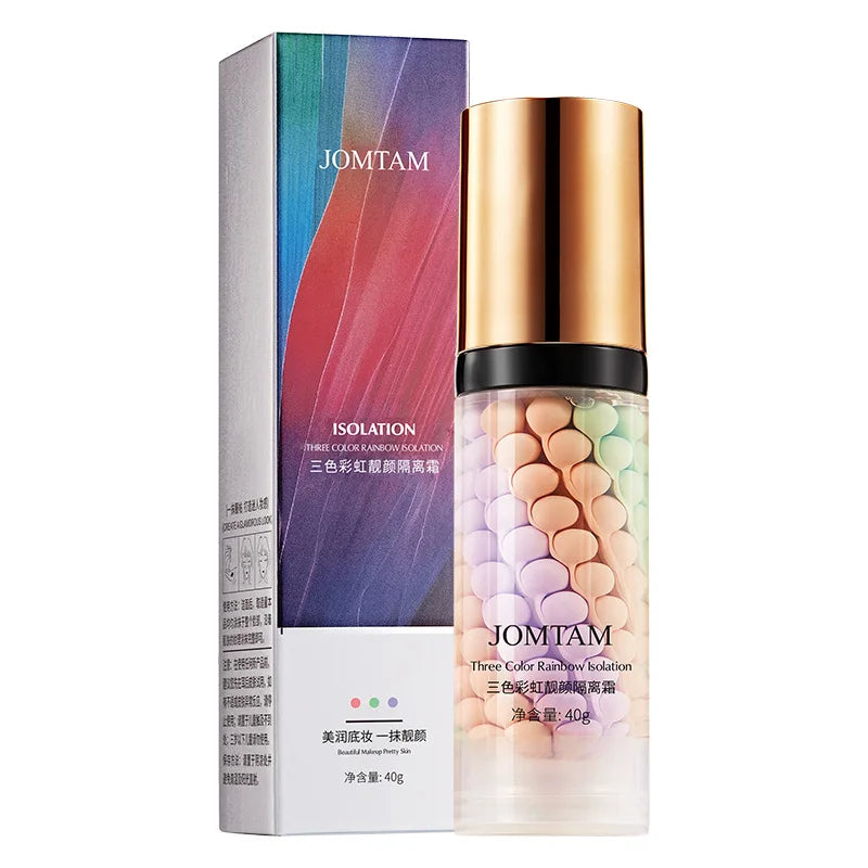 Face Makeup Primer Tri-color Cream Contour Color Isolation Waterproof Makeup Foundation Natural Makeup Base Cream 40g