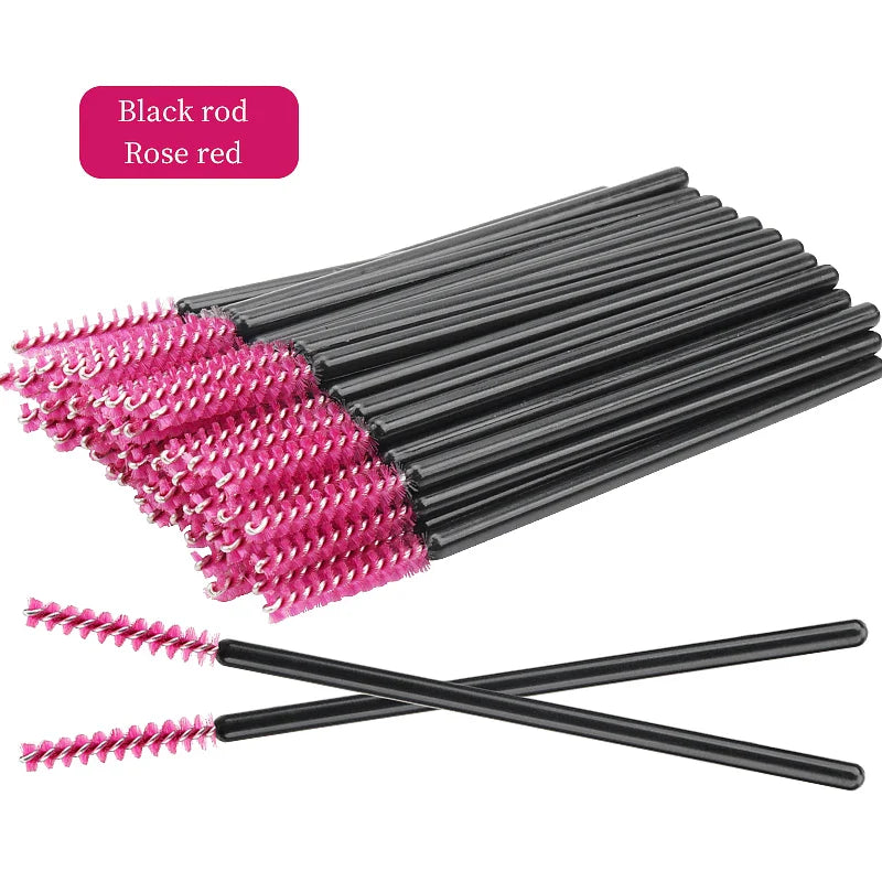 NEW 50Pcs Makeup Eyelash Brushes Disposable Crystal Eyebrow brush Diamond Handle Mascara Wand Applicator Lashes Extension Tools