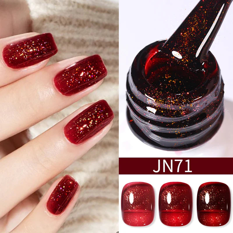 BORN PRETTY 10ml Blood Red Jelly Gel Nail Polish Halloween Nails Art Gel Polish Sheer Translucent Nail Gel for Winter Manicure