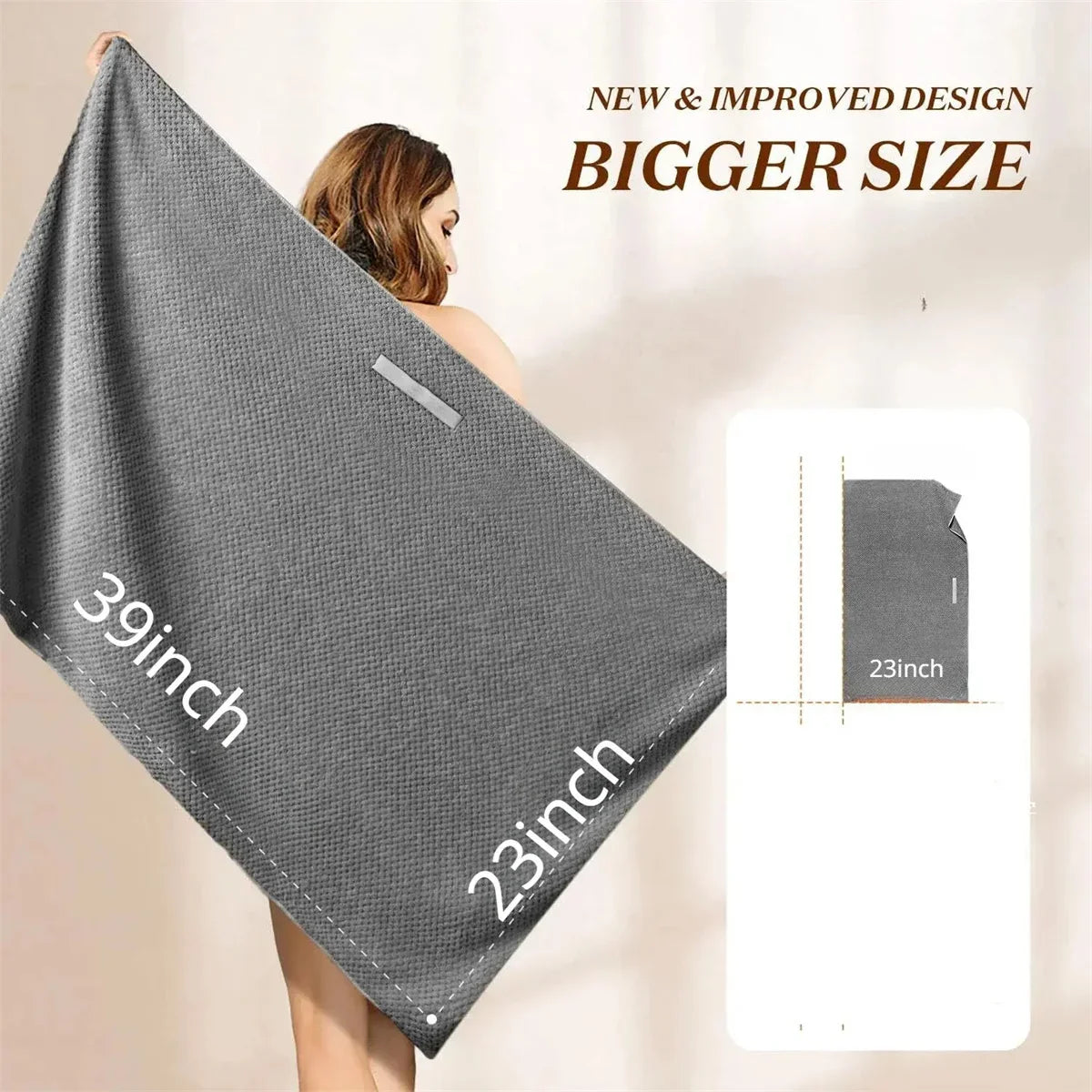 60x100cm Super Absorbent Elastic Band Head Towel for Women's Hair Drying - Extra Large Microfiber Hair Towel Wrap with Headband