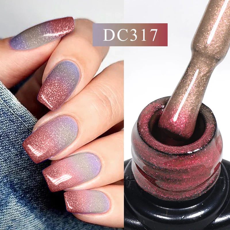 Mtssii 7ml Changing AurorasThermal Rubber Base Gel Nail Polish Nude Purple Glitter Sparking Long Lasting Manicure Art Varnish