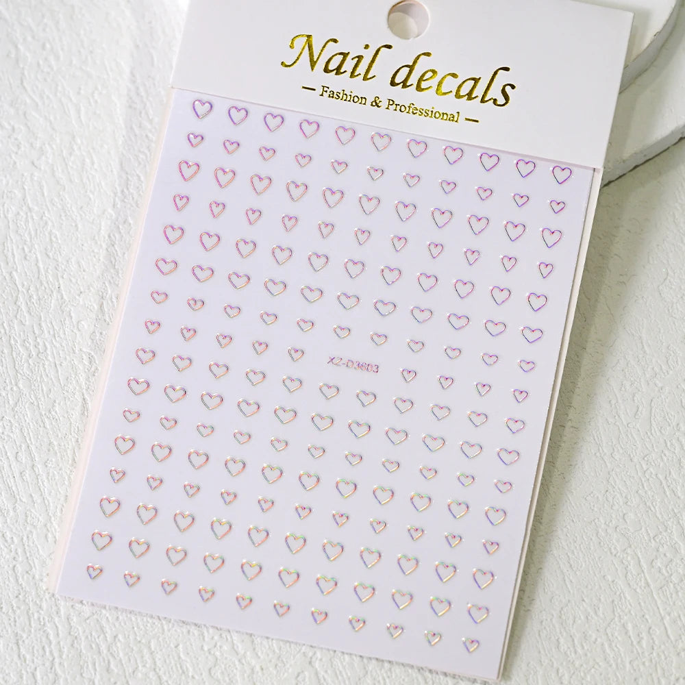 6Colors Laser Star Nail Stickers 3D Metallic Mirror Golden Silvery Irregular Star Manicure Decals Y2K Gender-Neutral Nails Decor