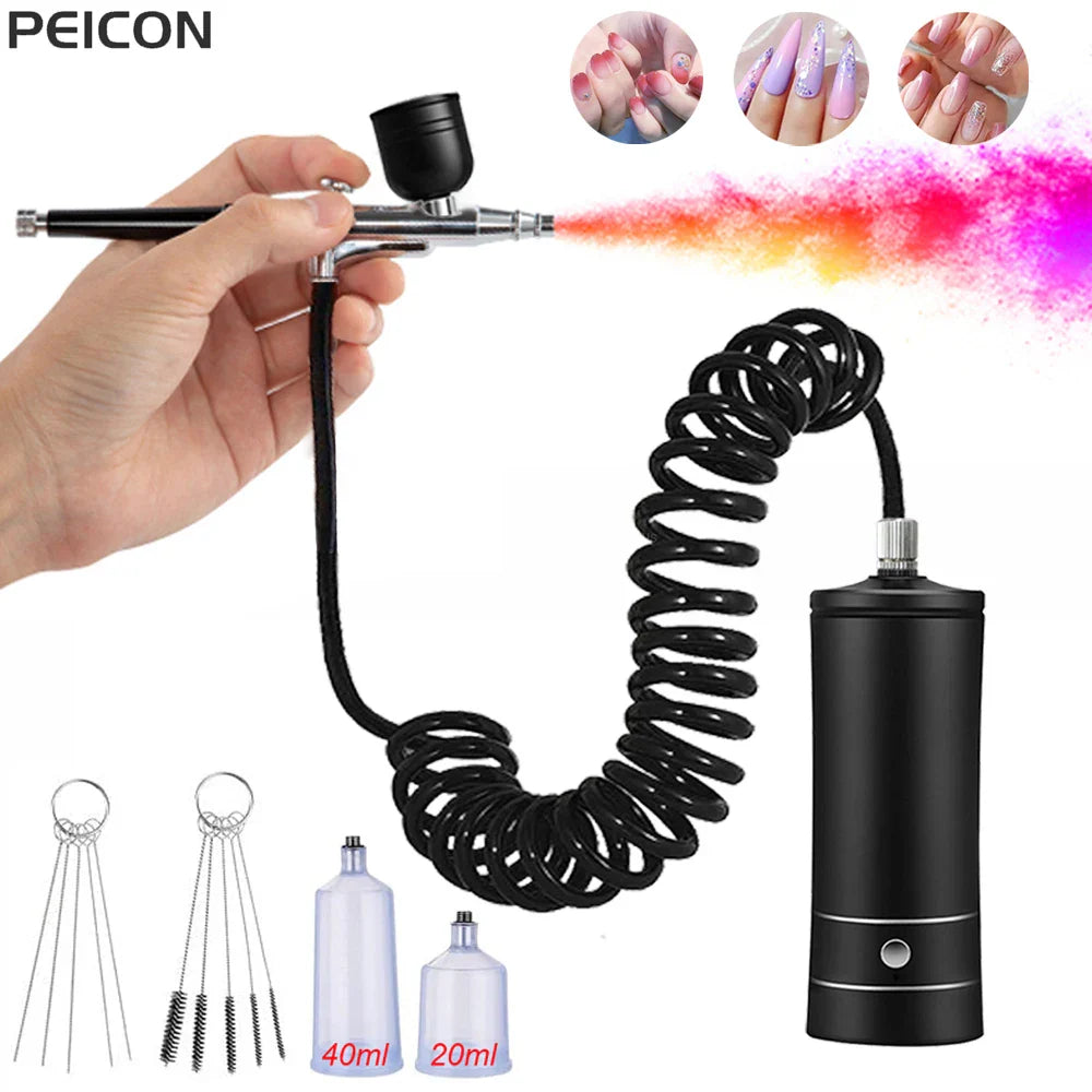 Airbrush Nail with Compressor Portable Air Brush with Compressor For Nails Art Cake Painting Craft Airbrush Nail Art Compressor