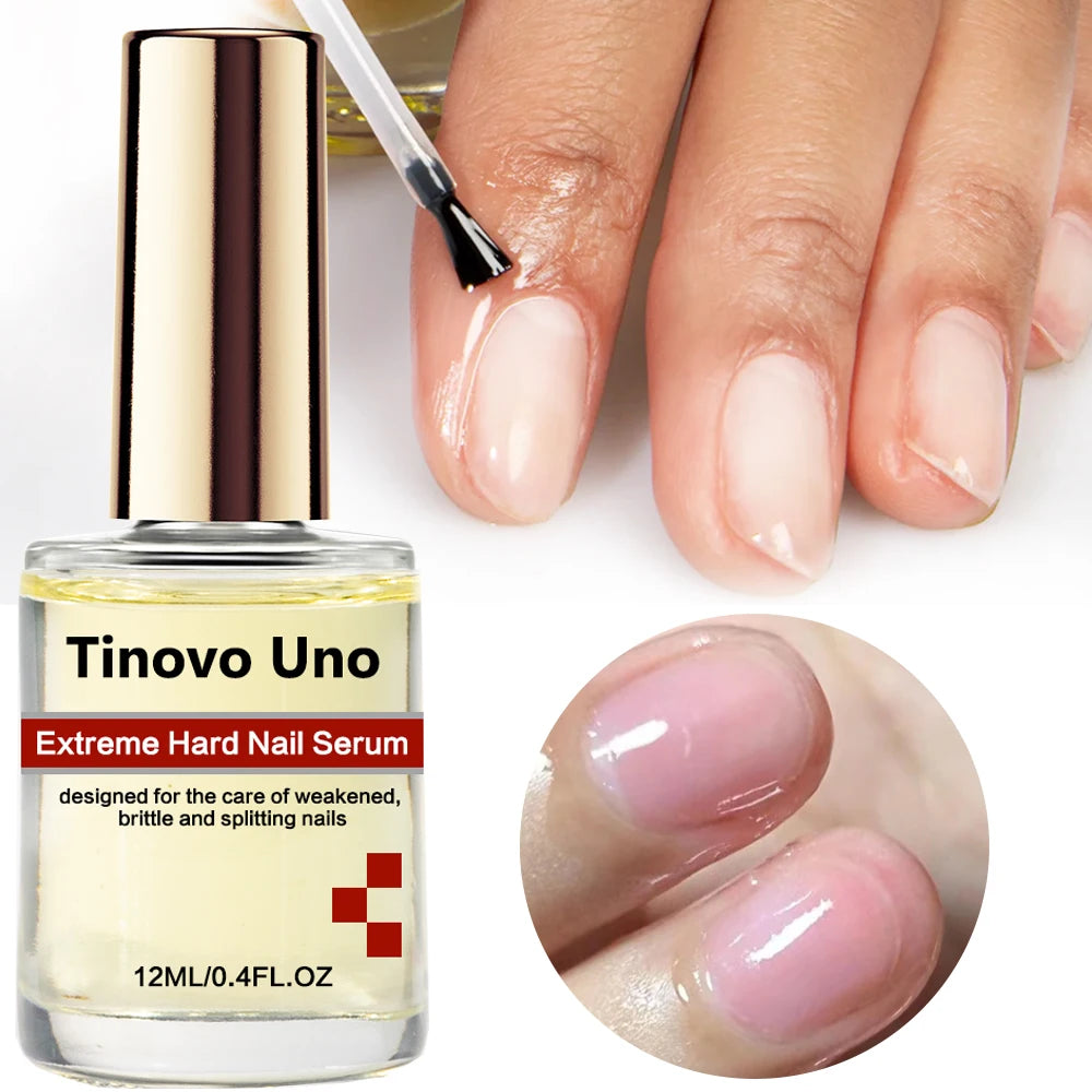 Tinovo Uno Hard Nail Serum Cuticle Oil Nail Polish Cares for Weak Brittle Cracked Nails Keratin Nail Hardener Strengthener Oil